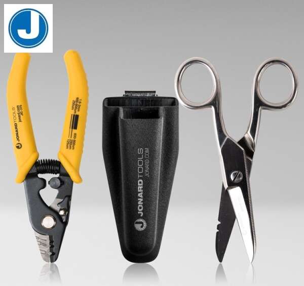 Jonard Tools TK-375 - набор: стриппер для оптоволокна JIC-375, ножницы ES-1964, чехол