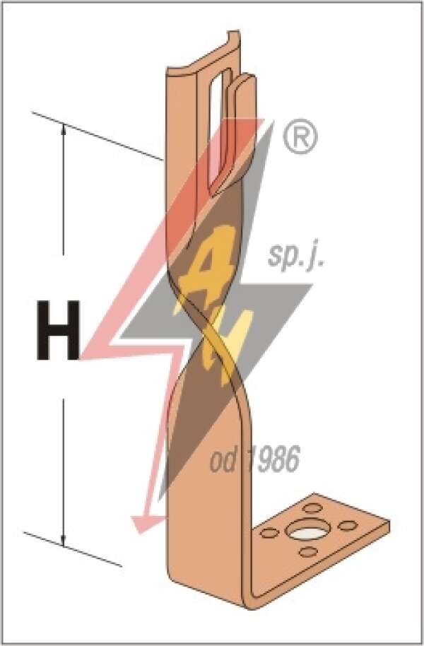 AH Hardt AH-05092 - Угловой держатель, H=14 cm, проволока Ø 5-8 mm, медь/латунь