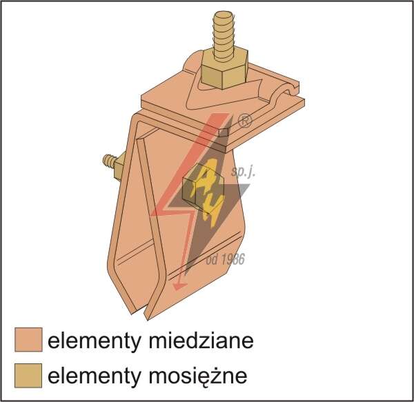AH Hardt AH-08052 - Держатель на металлический лист, H=7 cm, проволока Ø 5-10 mm, медь/латунь