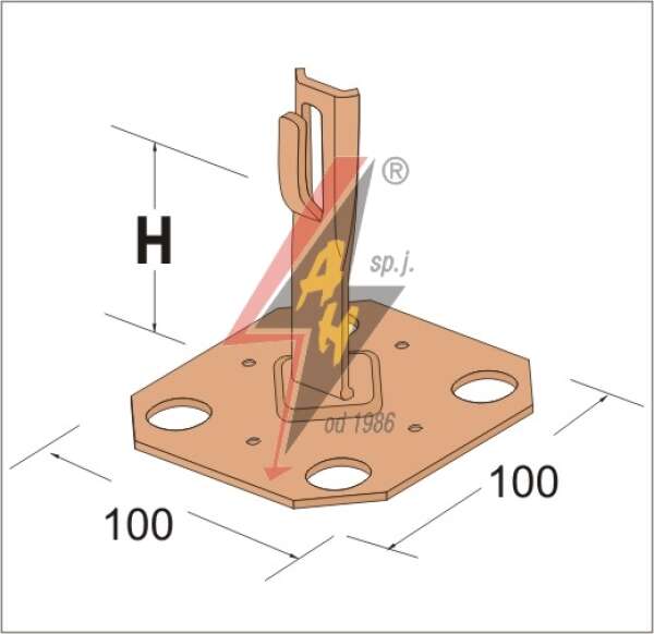 AH Hardt AH-12062 - Держатель с крепежом на клей,, H=9 cm, проволока Ø 5-8 mm, медь/латунь