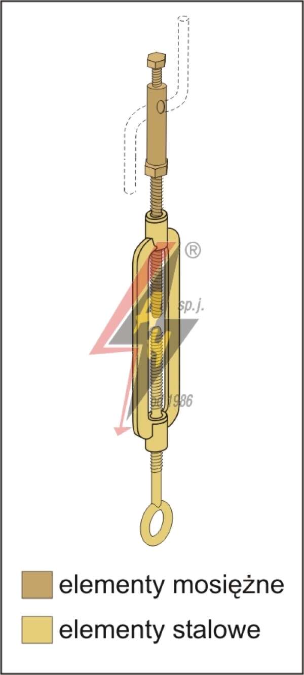AH Hardt AH-18042 - Держатель натяжной римский, M10x125, проволока Ø 5-8 mm, сталь/латунь