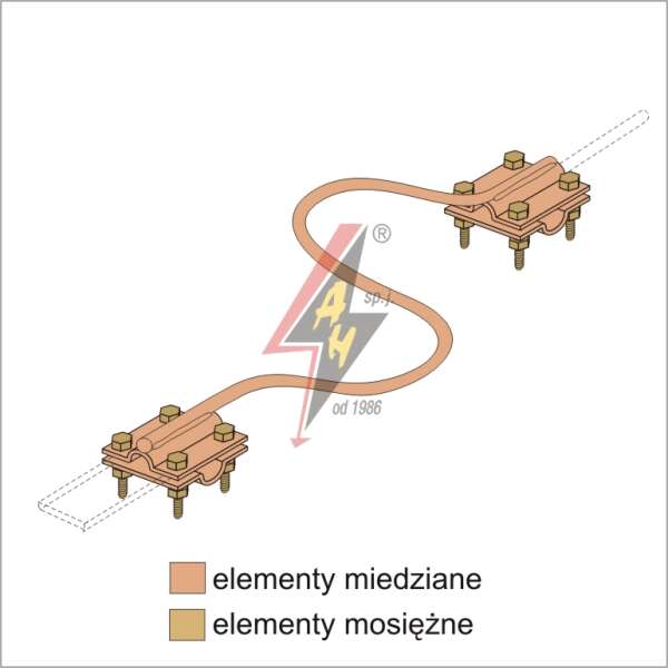 AH Hardt AH-33022 - Сочетание смещения, (гибкое) 4xM8x20 (x2), проволока Ø 5-12 mm, B до 40 mm, медь/латунь