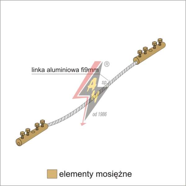 AH Hardt AH-33032 - Сочетание смещения, (гибкое) 4xM8x10 (x2), проволока Ø 5-10 mm, провод алюминиевый 50 mm² (7x3,0) L=1000 mm, медь/латунь