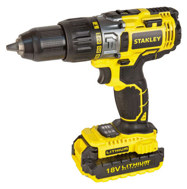 STANLEY STDC18LHBK - ударная дрель-шуруповерт, 18В, Li-Ion, 2акк. x 2.0Ач, кейс