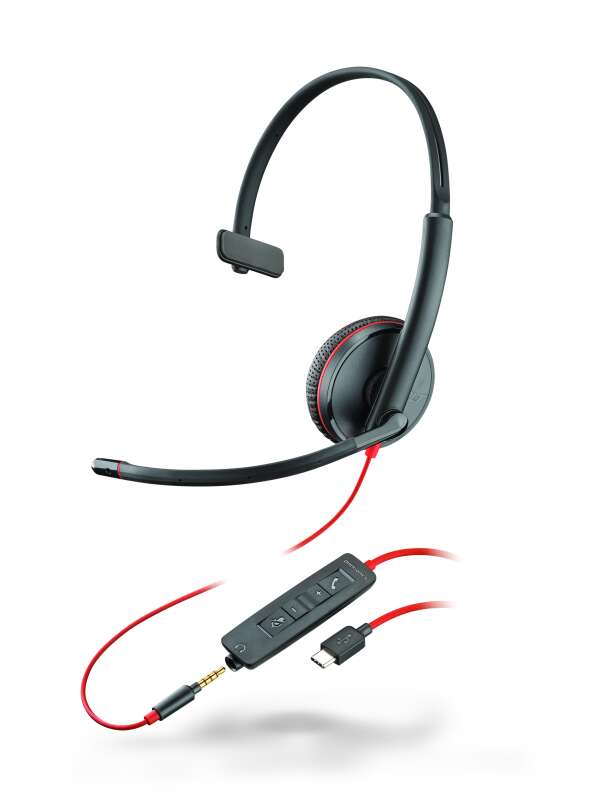 Plantronics BlackWire C3215-C - проводная гарнитура (jack 3.5/USB-C)