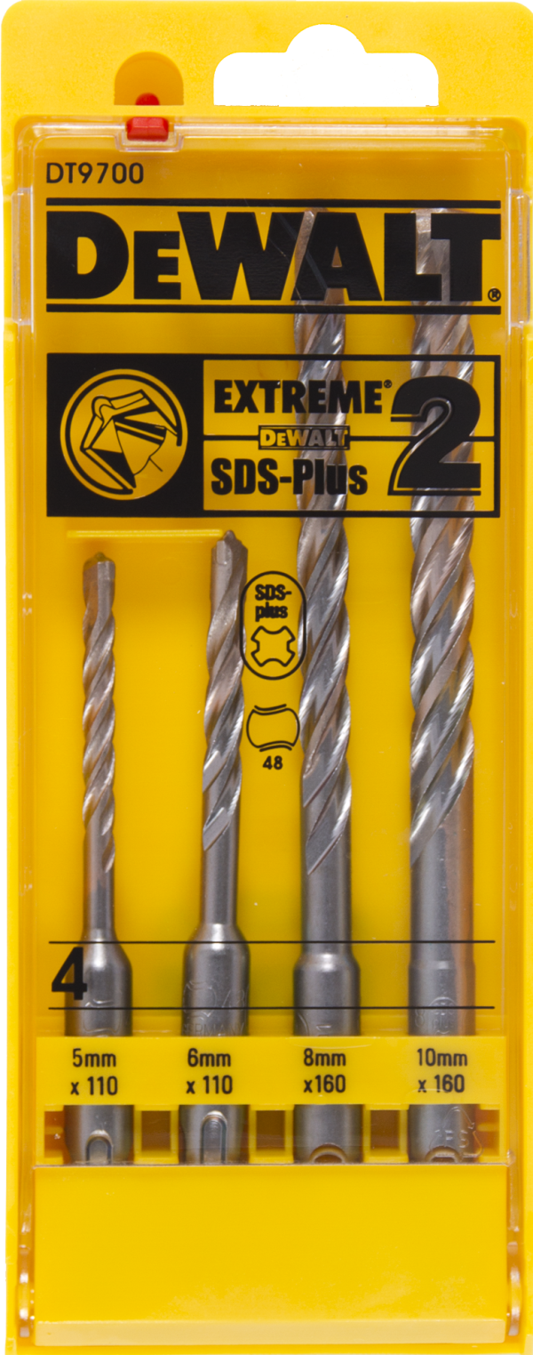 DeWalt DT9700-QZ - Набор буров SDS+, 4шт: 5 x 110, 6 x 110, 8 x 160,10 x 160 мм