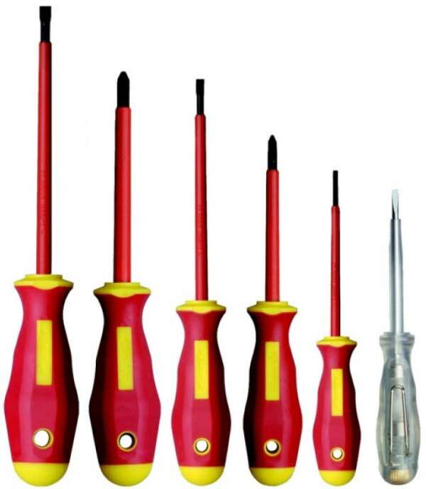 Klauke KL390IS - Набор отверток до 1000В, крест PH1/PH2, прямые 75х2.5/100х4/125х5.5 мм, пробник (6 шт)