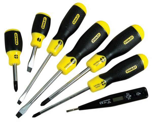Stanley 0-65-009 - Набор отверток Cushion Grip (6шт: 5х100; 6.5х45; 6.5х150; РН1х75; РН2х45; РН2х100; пробник напряжения)