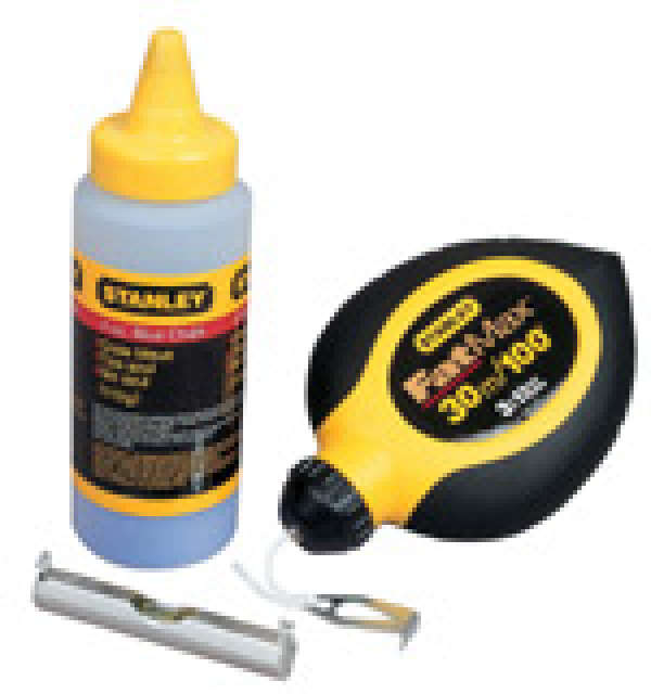 Stanley 0-47-681 - Комплект разметочный FatMax (шнур 30м, мел. порошок голубой, подвесной уровень)