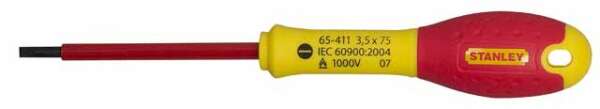 Stanley 0-65-412 - Отвертка FatMax изолированная под прямой шлиц, с расширяющимся жалом 4мм 100мм (в упаковке)