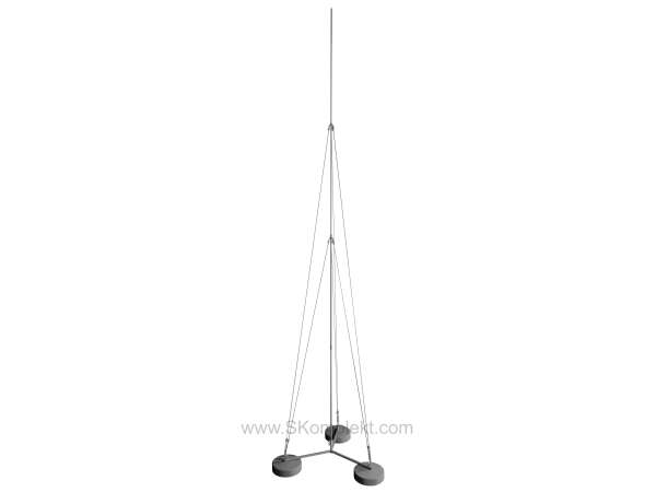 GALMAR GL-21124 — Молниеприемник-мачта (5,5 м; на 3х бетонных основаниях; двухступенчатая тросовая поддержка; оцинкованная сталь)