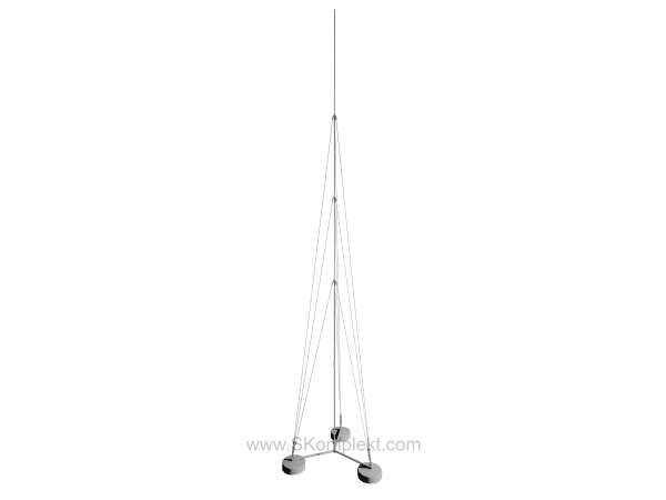 GALMAR GL-21127 — Молниеприемник-мачта (7,0 м; на 3х бетонных основаниях; трёхступенчатая тросовая поддержка; оцинкованная сталь)