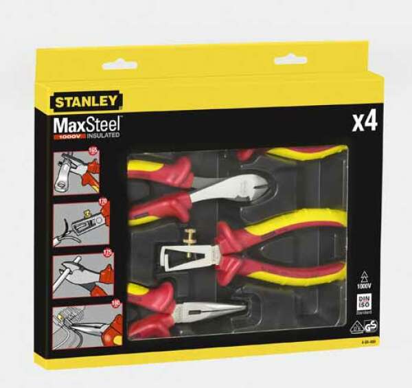 Stanley 4-84-489 - НАБОР ИЗ 4-Х ПЛОСКОГУБЦЕВ И КУСАЧЕК ЭЛЕКТРИКА "MAXSTEEL" 1000В