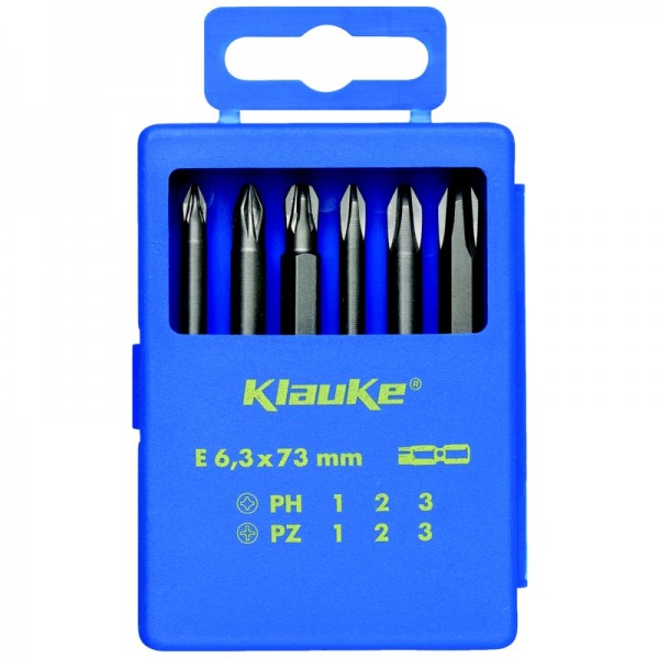 Klauke KL330 - комплект из 6-ти отверточных вставок (битов) E6.3 x 73мм