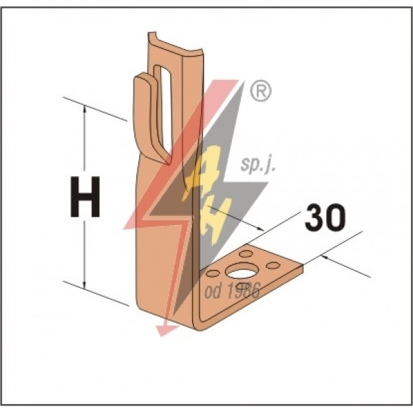 AH Hardt AH-05012 - Угловой держатель, H=6 cm, проволока Ø 5-8 mm, медь/латунь