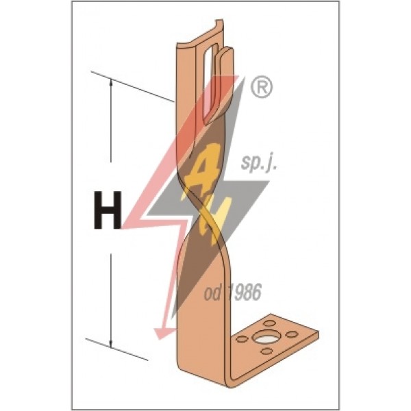 AH Hardt AH-05072 - Угловой держатель, H=7 cm, проволока Ø 5-8 mm, медь/латунь