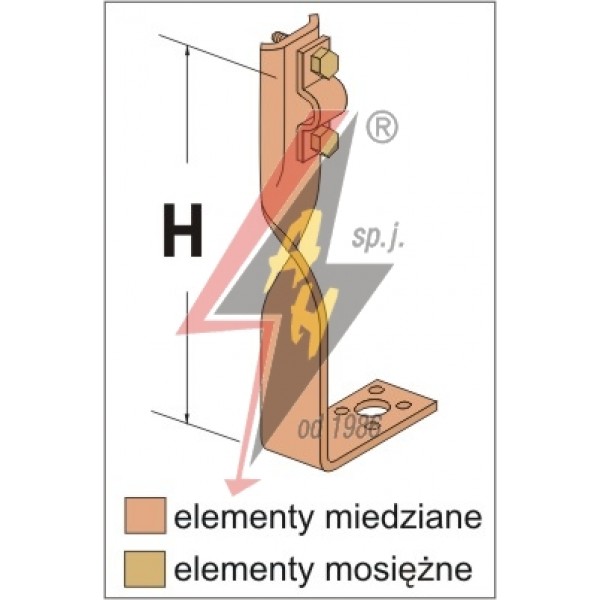 AH Hardt AH-05102 - Угловой держатель, H=14 cm, проволока Ø 5-10 mm, медь/латунь