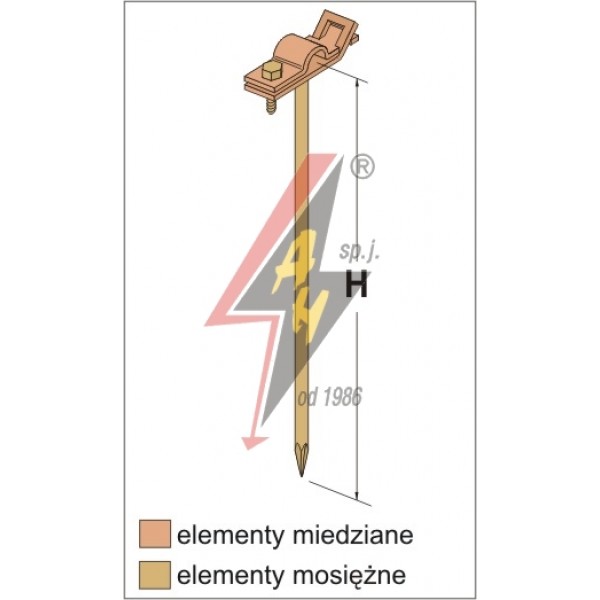 AH Hardt AH-06042 - Универсальный держатель, L= 25 cm, B до 30 mm, вбивающийся, проволока Ø 5-12 mm, медь/латунь