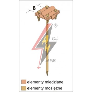 AH Hardt AH-06092 - Универсальный держатель, L=12 cm, B до 20 mm, вбивающийся, проволока Ø 5-12 mm, медь/латунь