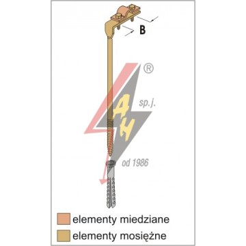 AH Hardt AH-06302 - Универсальный держатель, L=18 cm, B до 30 mm, вкручивающийся, проволока Ø 5-12 mm, медь/латунь