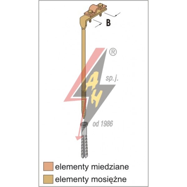 AH Hardt AH-06302 - Универсальный держатель, L=18 cm, B до 30 mm, вкручивающийся, проволока Ø 5-12 mm, медь/латунь