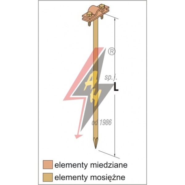 AH Hardt AH-07062 - Держатель проволоки , L=8 cm, вбиваемый, проволока Ø 5-10 mm, медь/латунь