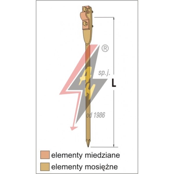 AH Hardt AH-07222 - Держатель проволоки , L=12 cm, вбиваемый, проволока Ø 5-10 mm, медь/латунь