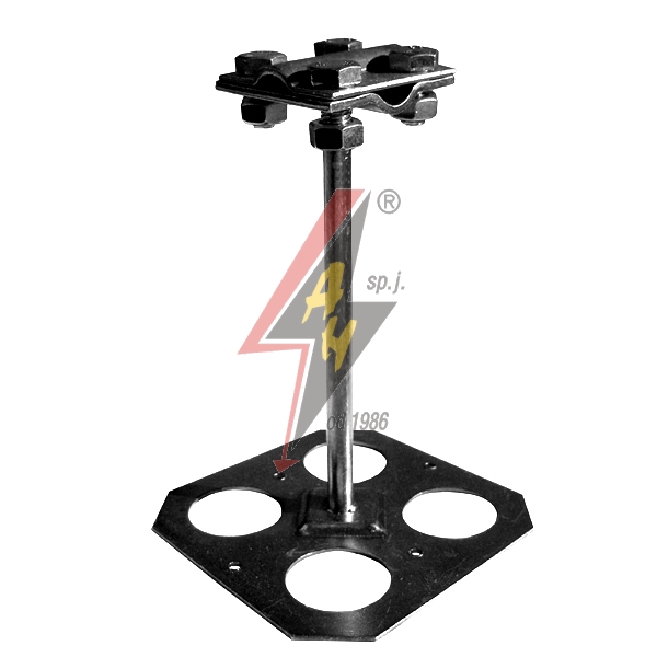 AH Hardt AH-12023 - Держатель с крепежом на клей,, H=15 cm, B до 20 mm, 4xM8x16, проволока Ø 5-12 mm, сталь нерж.