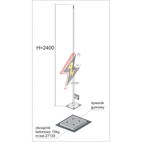 AH Hardt AH-27571 - Вольностоящая мачта, (горячего оцинкования) H=2400 mm, составная, утяжитель 27130, (Ø 0,5 m) – 3,0 кг / 18,0 кг