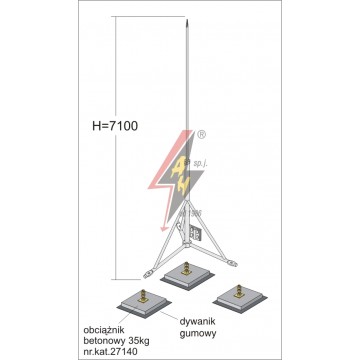 AH Hardt AH-27273 - Вольностоящая мачта, горячего оцинкования на треноге с укосинами H=7100 mm, составная, тренога, утяжители 3x27140, (Ø 1,90 m) – 18,0 кг / 123,0 кг